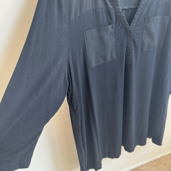 Contemporaine Black 3/4 Sleeve Front Pockets Pullover Blouse Womens Size XXL - Picture 3 of 13